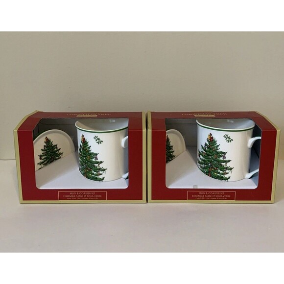 Spode Christmas Tree Mug And Coaster Set Lot of 2 New In Box - Picture 1 of 15